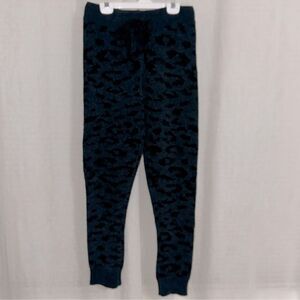PJ Salvage XS Knit Chenille Navy Black Animal Print Lounge Drawstring Jogger